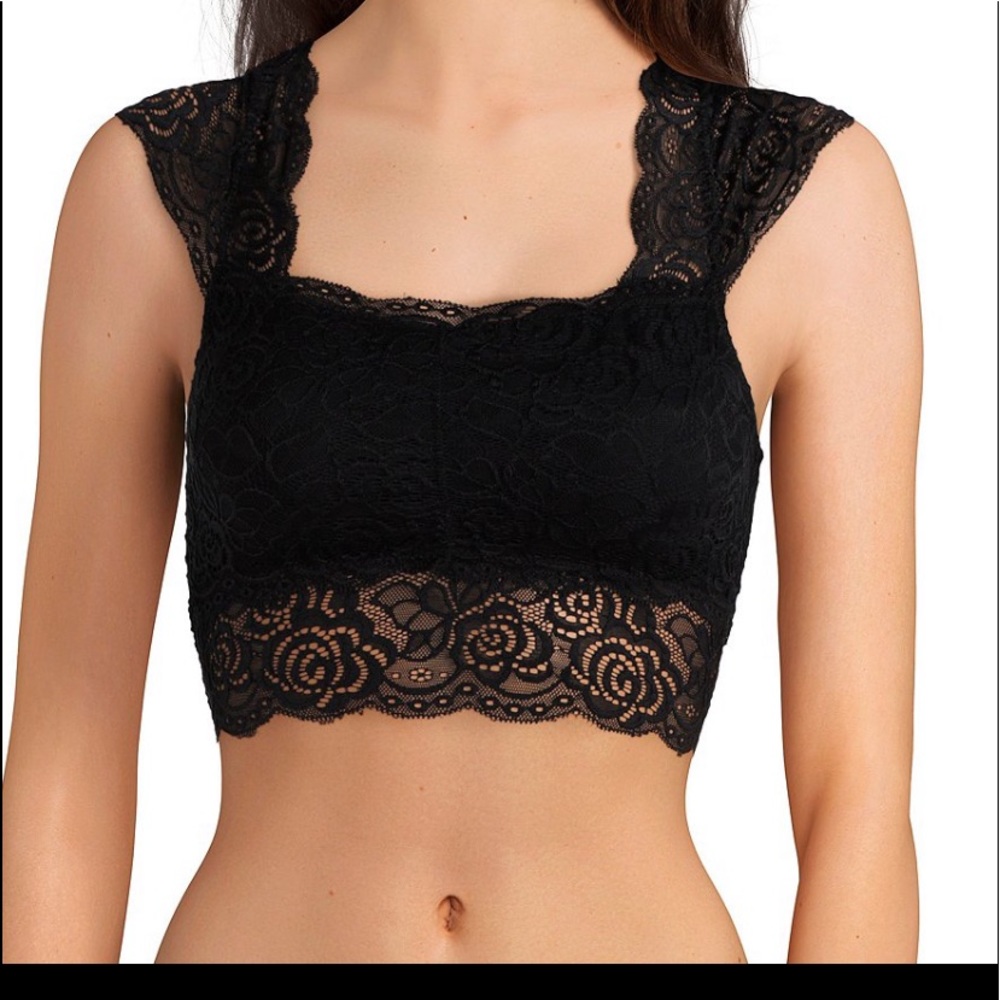 NWT Black Free people chase me lace brami size S